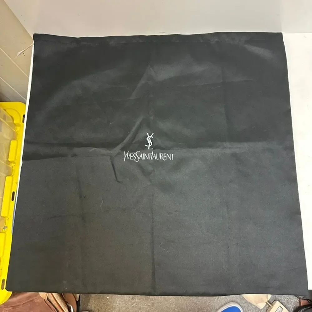 EUC Yves Saint Laurent Silky Satiny Dust Bag Drawstring Black 24 x 24